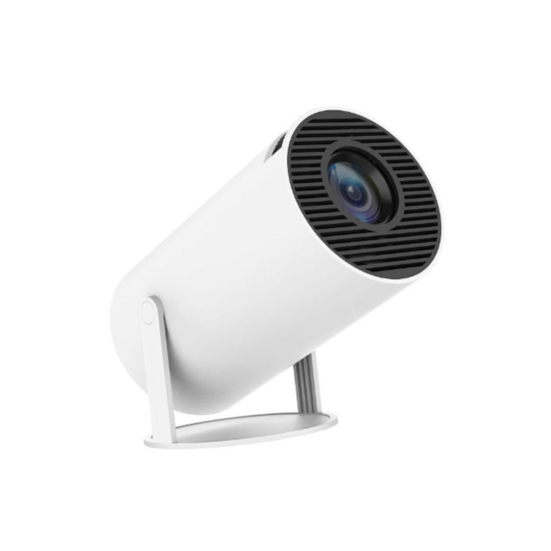 White outdoor4k High Definition Projector with black lens on a white background
