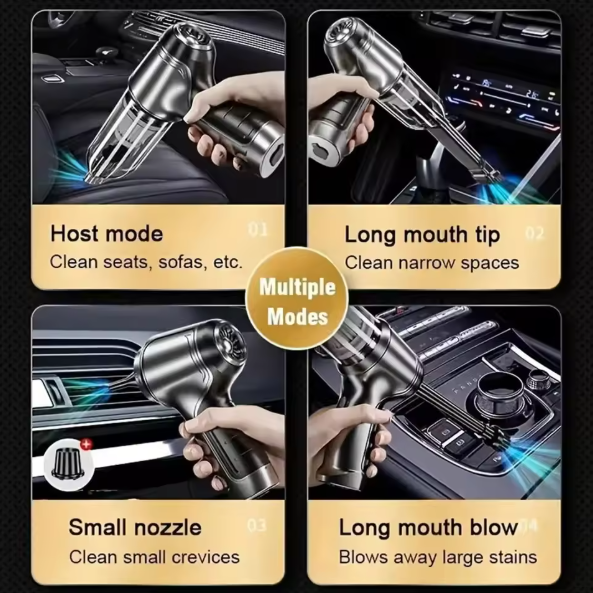 Multifunctional Car Wireless Vacuum Cleaner with various modes for cleaning different areas.